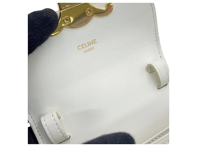 Céline Borsa a Spalla Celine Triomphe Mini Claude Bianco - vista 11
