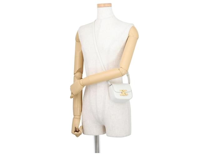 Céline Borsa a Spalla Celine Triomphe Mini Claude Bianco - vista 4