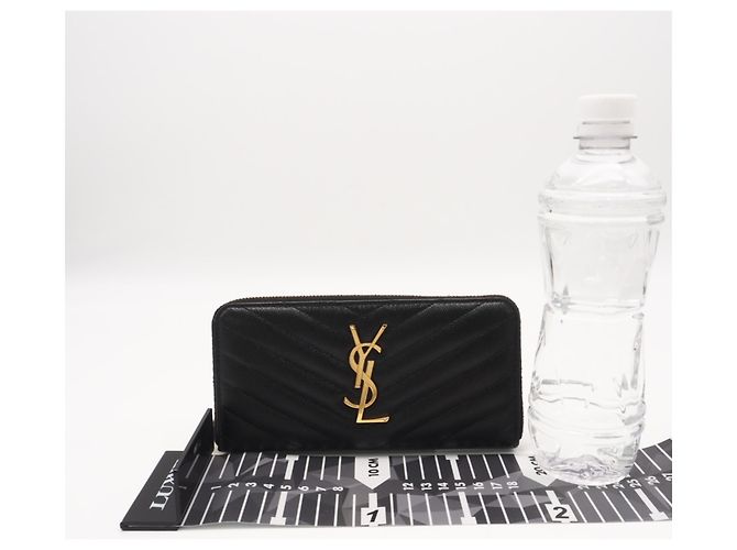 Cartera larga de piel de becerro Saint Laurent Negro - vista 3
