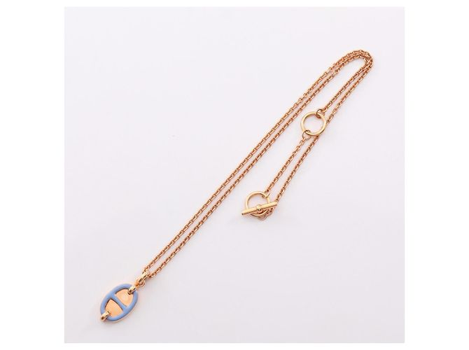 Hermès Hermes Chaine d'Ancre Mini Maillon PM Halskette Blau Golden - Ansicht 3