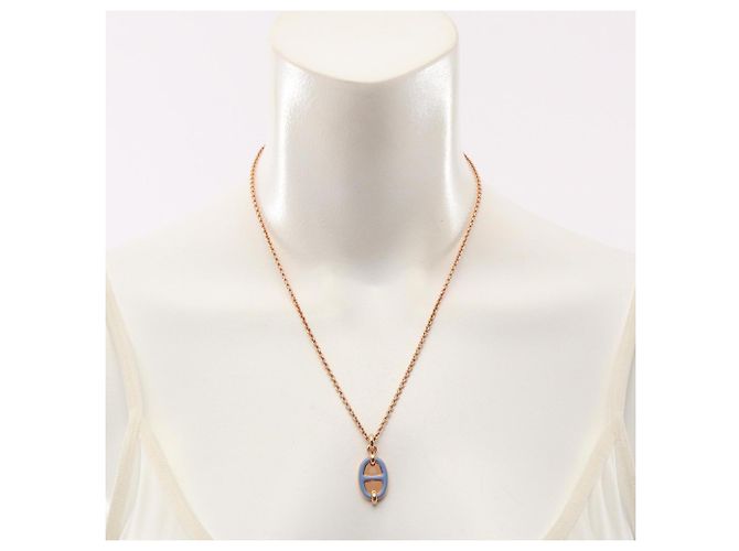 Hermès Hermes Chaine d'Ancre Mini Maillon PM Halskette Blau Golden - Ansicht 6