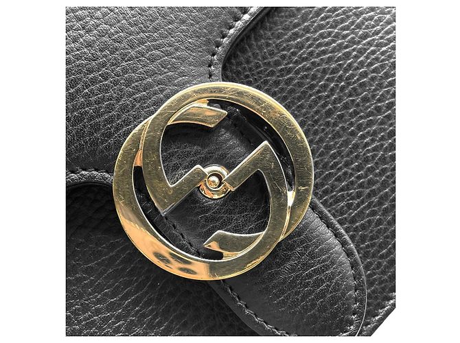 Bolsa de ombro GUCCI com corrente e fivela Interlocking G GG Preto - vista 10
