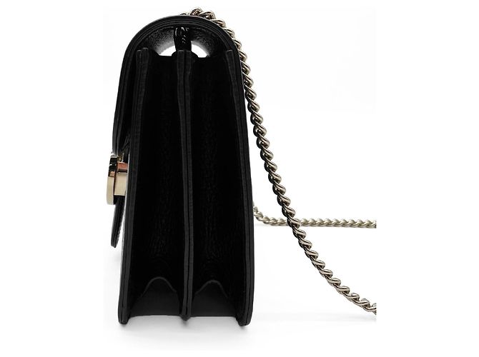 Bolsa de ombro GUCCI com corrente e fivela Interlocking G GG Preto - vista 3