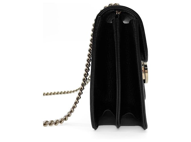 Bolsa de ombro GUCCI com corrente e fivela Interlocking G GG Preto - vista 4