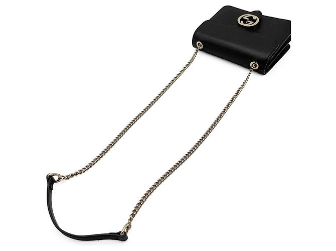 Bolsa de ombro GUCCI com corrente e fivela Interlocking G GG Preto - vista 6