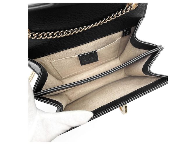 Bolsa de ombro GUCCI com corrente e fivela Interlocking G GG Preto - vista 7