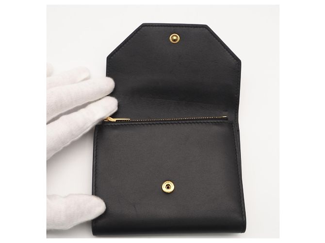 Balenciaga Smooth Calf Leather Tri-fold Wallet Black - view 10