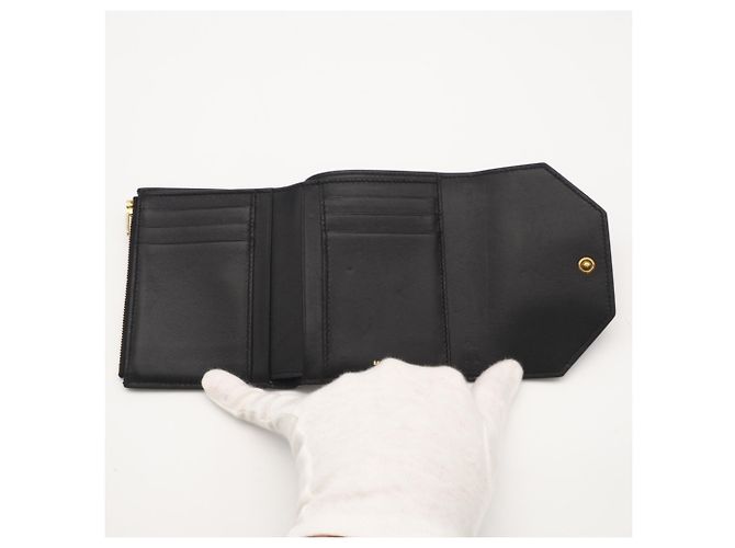 Balenciaga Smooth Calf Leather Tri-fold Wallet Black - view 11