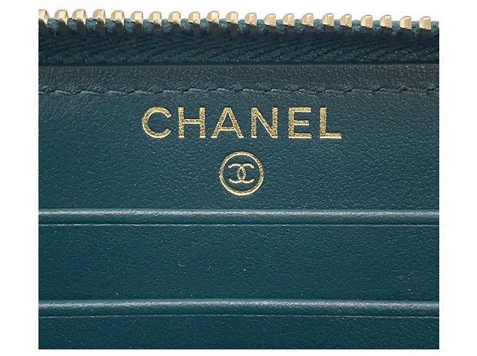 Chanel Long Wallet aus dunkelgrünem Leder - Ansicht 10
