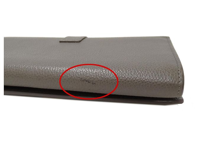 Cartera larga de cuero gris Saint Laurent Castaño - vista 10