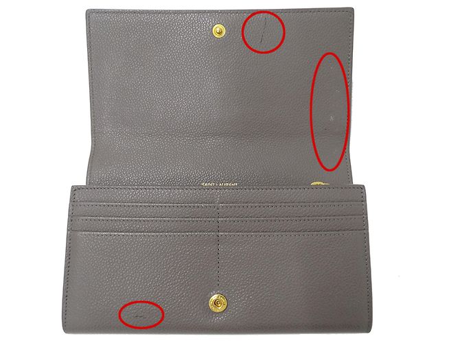 Cartera larga de cuero gris Saint Laurent Castaño - vista 13