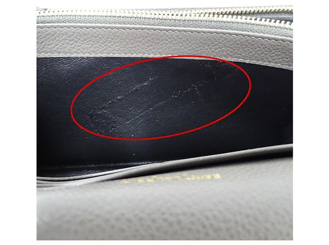 Cartera larga de cuero gris Saint Laurent Castaño - vista 14