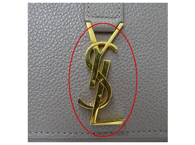 Cartera larga de cuero gris Saint Laurent Castaño - vista 16
