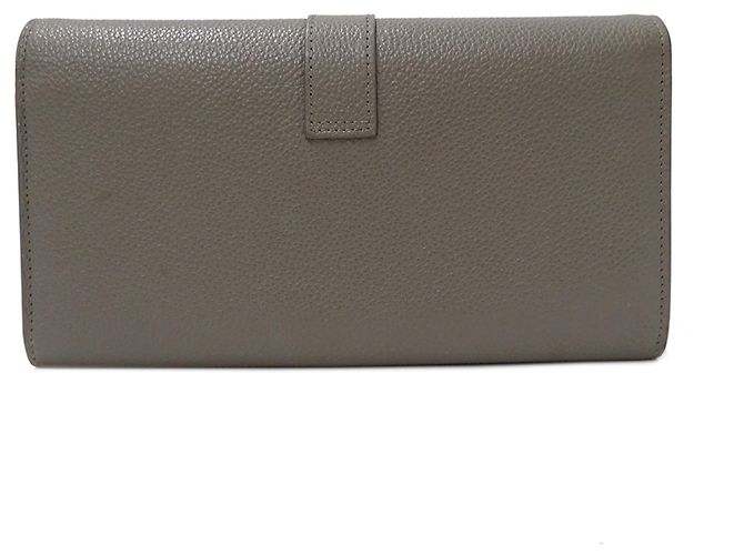 Cartera larga de cuero gris Saint Laurent Castaño - vista 2