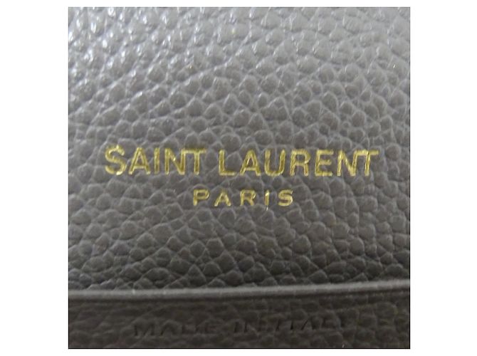 Cartera larga de cuero gris Saint Laurent Castaño - vista 7