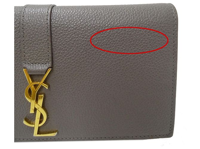 Cartera larga de cuero gris Saint Laurent Castaño - vista 8