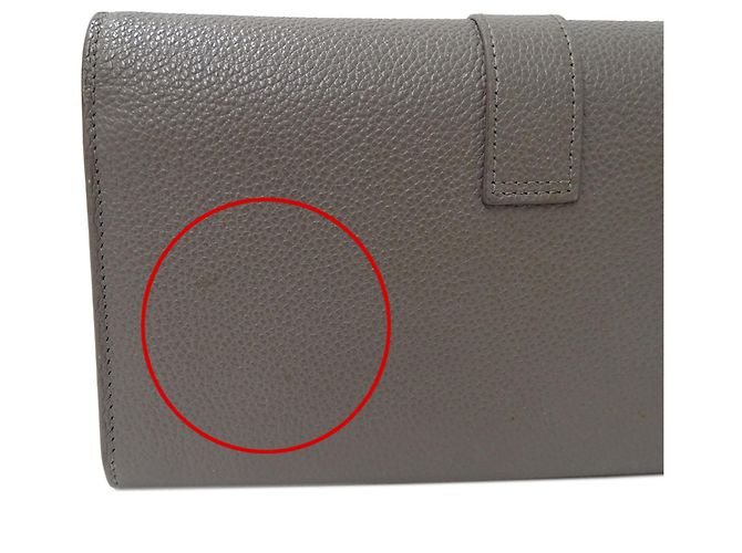 Cartera larga de cuero gris Saint Laurent Castaño - vista 9