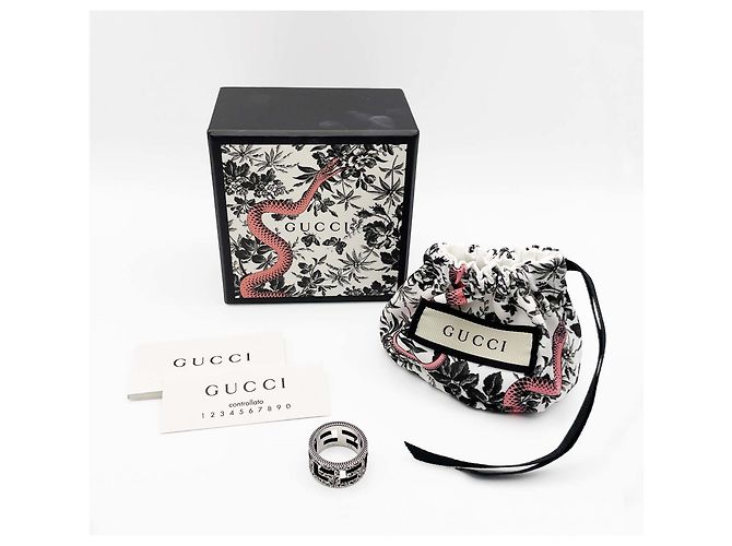 Anello con fascia argentata e G quadrato GUCCI Argento - vista 10