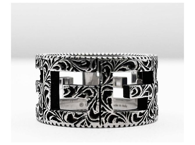 Anello con fascia argentata e G quadrato GUCCI Argento - vista 2