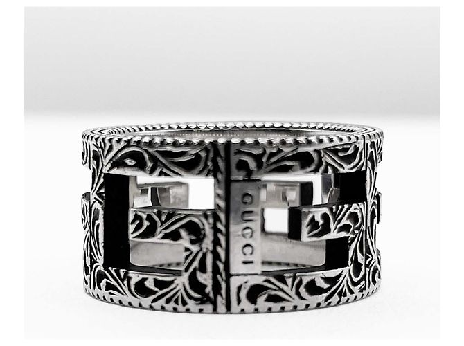 Anello con fascia argentata e G quadrato GUCCI Argento - vista 3