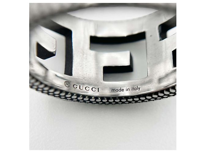 Anello con fascia argentata e G quadrato GUCCI Argento - vista 7