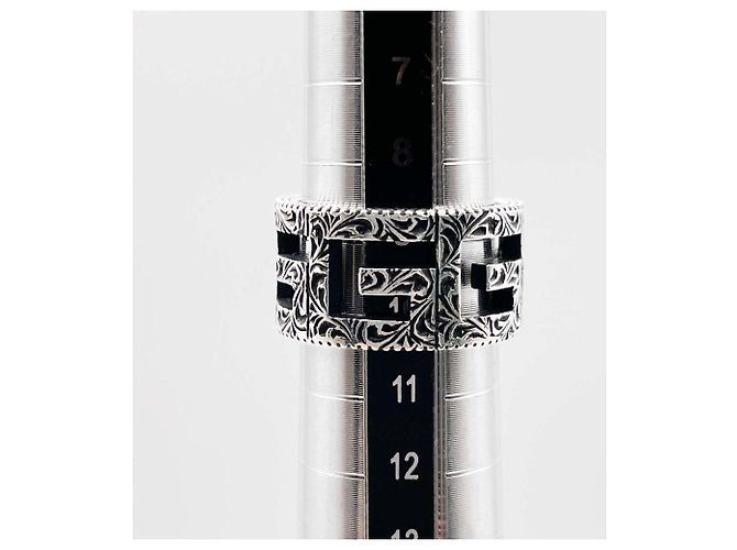 Anello con fascia argentata e G quadrato GUCCI Argento - vista 9