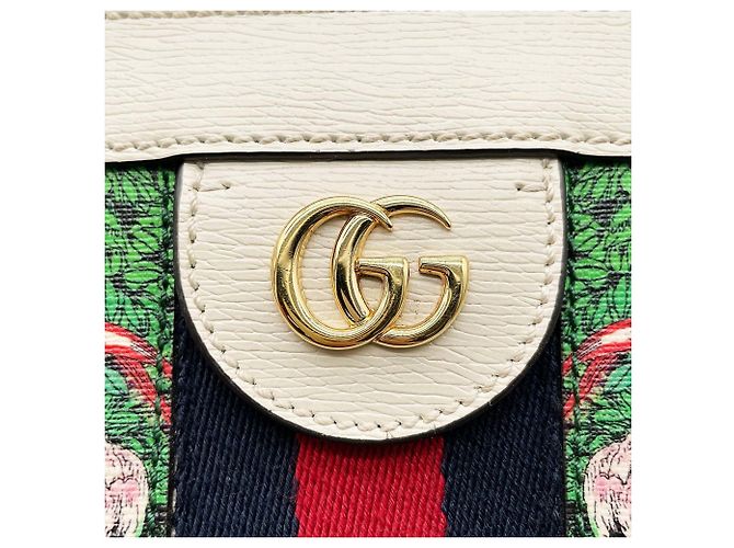 Borsa a tracolla Gucci Ophidia Higuchi Yuko Chain Beige Verde - vista 12