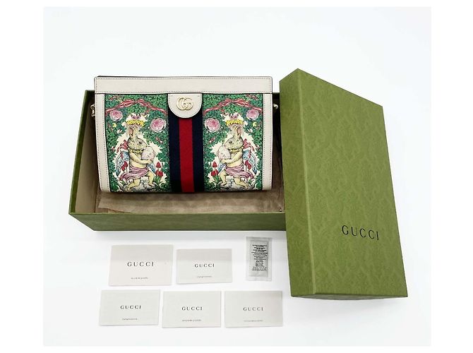 Borsa a tracolla Gucci Ophidia Higuchi Yuko Chain Beige Verde - vista 13