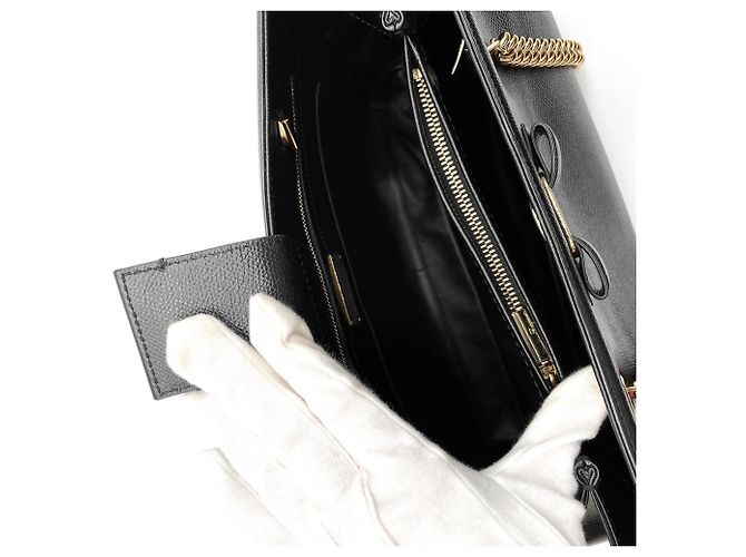 Borsa a tracolla con catena Vara Ribbon Salvatore Ferragamo Nero - vista 8