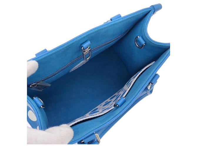 Borsa Louis Vuitton Monogram Empreinte OnTheGo PM Blu - vista 8