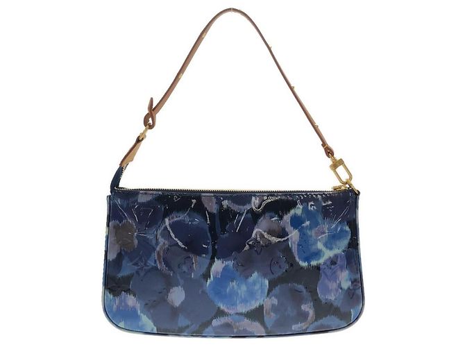 Pochette Accessoires Louis Vuitton Monogram Vernis Flower Ikat Blu - vista 2
