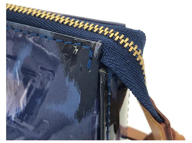 Pochette Accessoires Louis Vuitton Monogram Vernis Flower Ikat Blu - vista 5