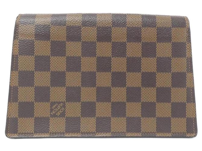 Louis Vuitton Damier Portefeuille Croisette Chain Wallet Marrone - vista 2