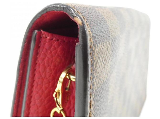 Louis Vuitton Damier Portefeuille Croisette Chain Wallet Marrone - vista 6