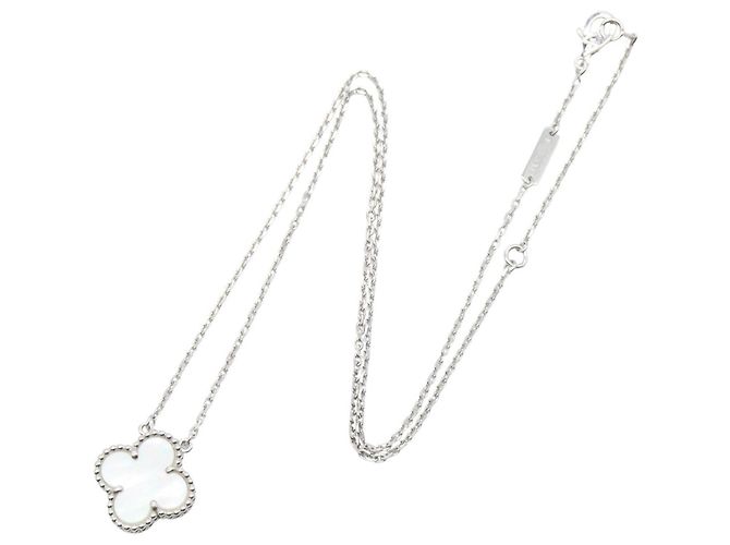 Collana Vintage Alhambra Van Cleef & Arpels in madreperla Argento Bianco - vista 2