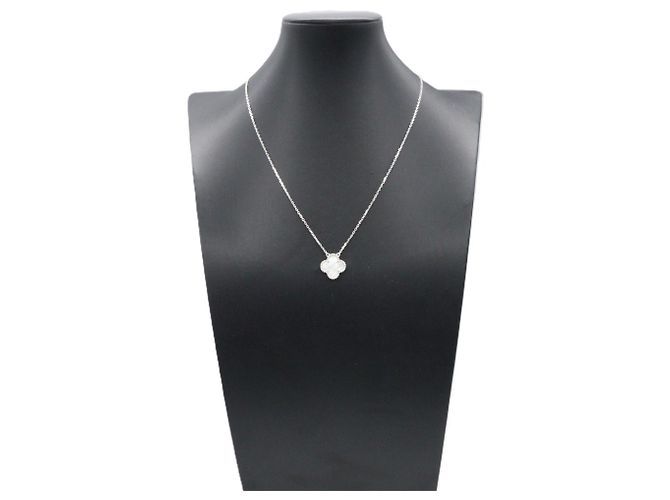 Collana Vintage Alhambra Van Cleef & Arpels in madreperla Argento Bianco - vista 6