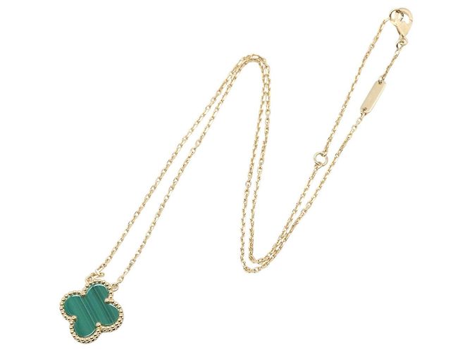 Van Cleef & Arpels Vintage Alhambra Malachite Halskette Golden Grün - Ansicht 2