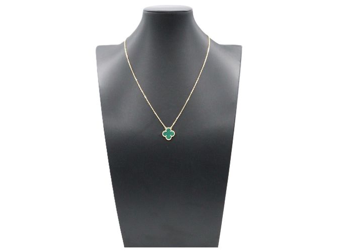 Van Cleef & Arpels Vintage Alhambra Malachite Halskette Golden Grün - Ansicht 6