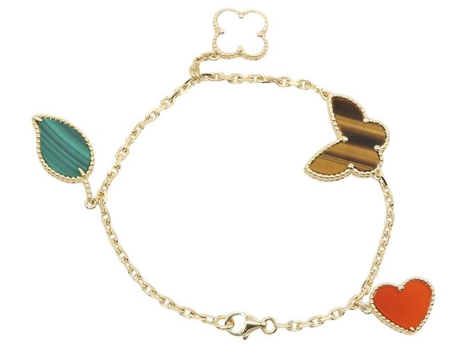 Bracciale charm Lucky Alhambra di Van Cleef & Arpels Marrone Bianco D'oro Verde - vista 2