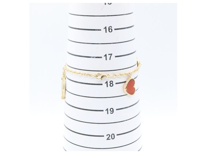 Bracciale charm Lucky Alhambra di Van Cleef & Arpels Marrone Bianco D'oro Verde - vista 6