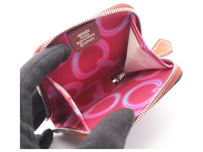 Hermès Cartera mini de seda Azap Compact de Hermes Roja Burdeos - vista 3