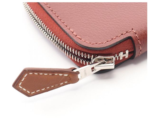 Hermès Cartera mini de seda Azap Compact de Hermes Roja Burdeos - vista 6