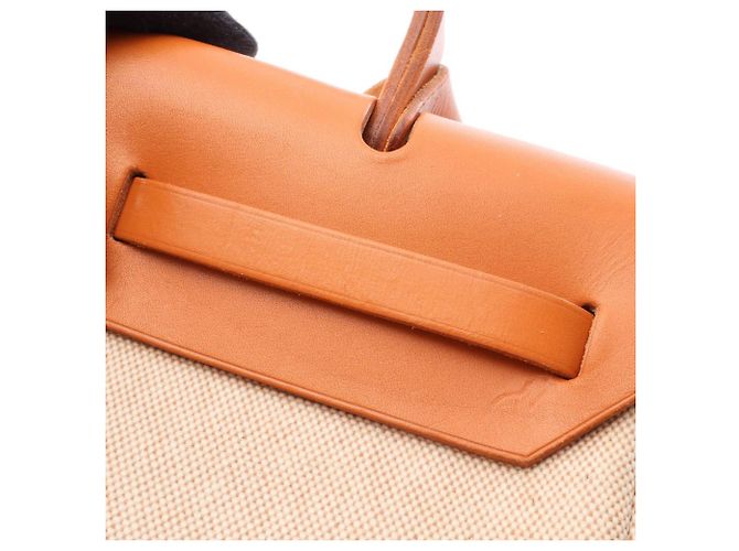 Hermès 2-Way Handtasche Hermes Herbag PM Ecru Natural Braun Roh - Ansicht 10