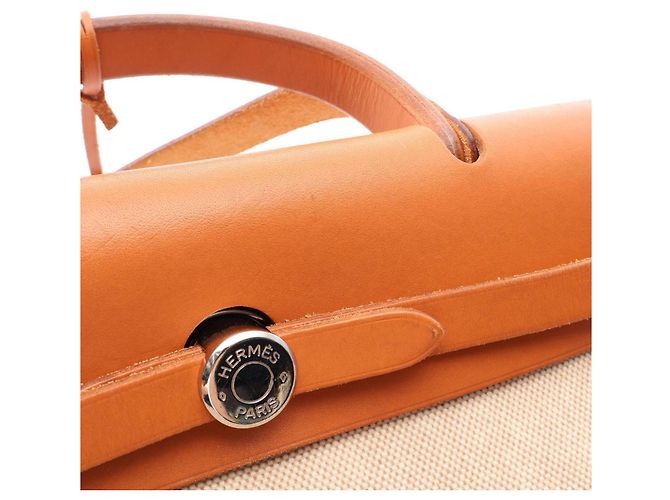 Hermès 2-Way Handtasche Hermes Herbag PM Ecru Natural Braun Roh - Ansicht 11