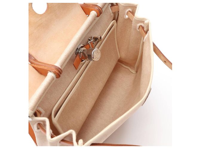 Hermès 2-Way Handtasche Hermes Herbag PM Ecru Natural Braun Roh - Ansicht 3