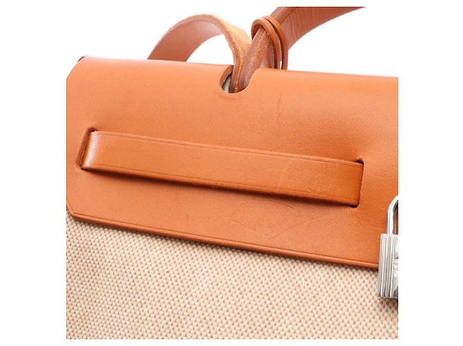 Hermès 2-Way Handtasche Hermes Herbag PM Ecru Natural Braun Roh - Ansicht 9
