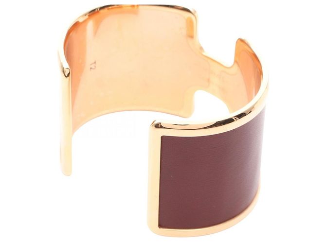 Pulsera Hermès Olympe Rouge Dorado Burdeos - vista 3