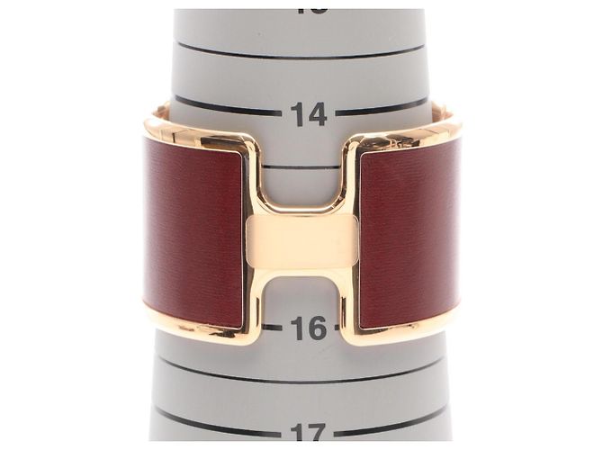 Pulsera Hermès Olympe Rouge Dorado Burdeos - vista 5