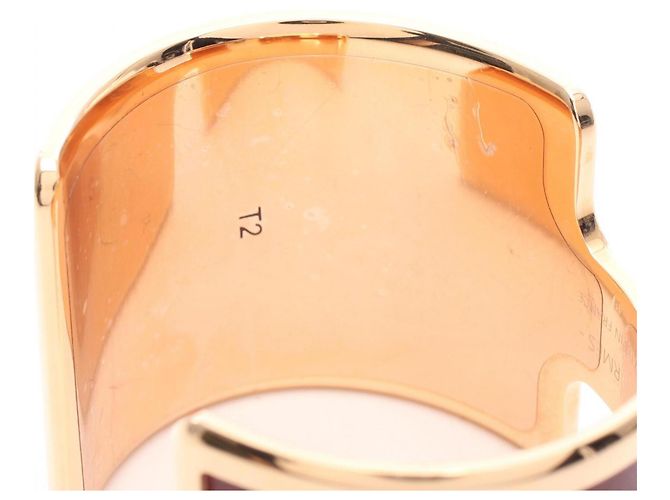 Pulsera Hermès Olympe Rouge Dorado Burdeos - vista 6