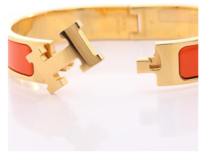 Pulsera Hermès Clic Clac PM Dorado Naranja - vista 3